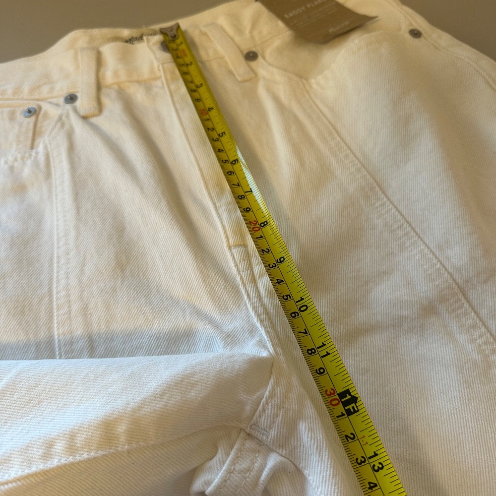 NWT Madewell White Baggy Flare Front Slit Jeans | Size 28 - Picture 15 of 16